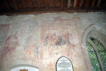 Remains of the Saint Christopher wall painting in the north aisle June 2012